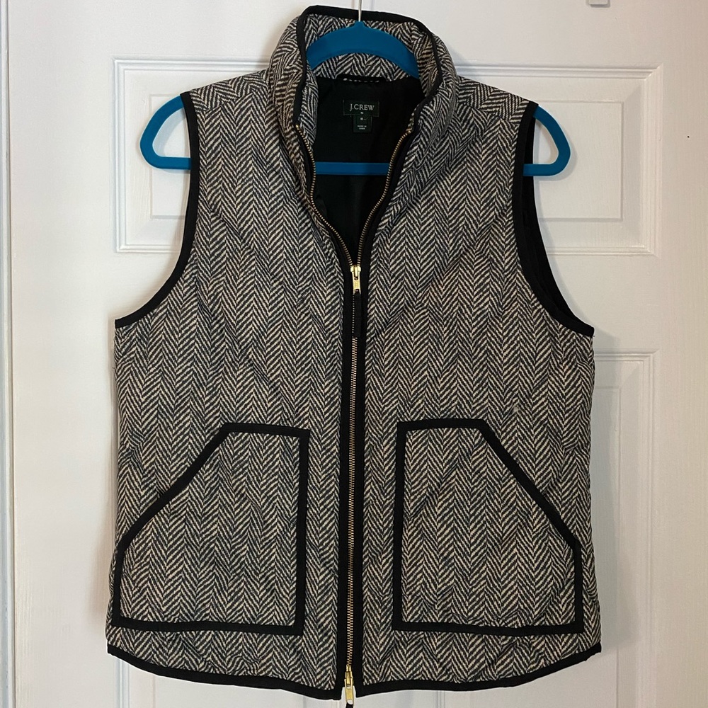 J. Crew Black and White Herringbone Vest